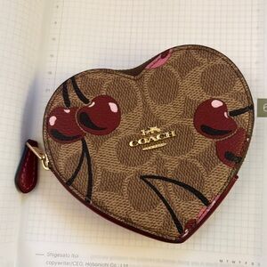 Coach Heart-Shaped Brown and Red Key Holder